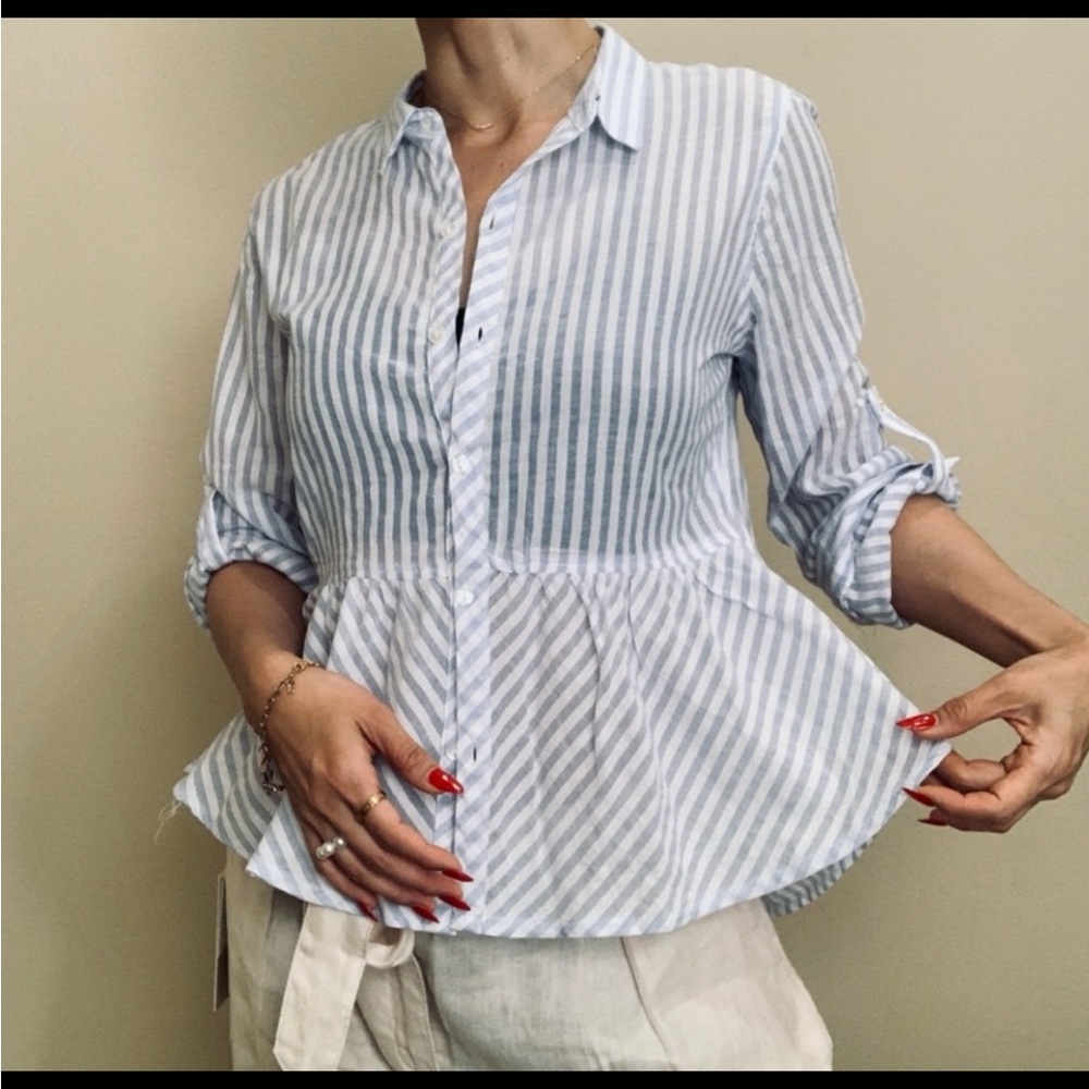 Brand New Nordstrom Striped White and Blue Women's Top - Picture 6 of 9